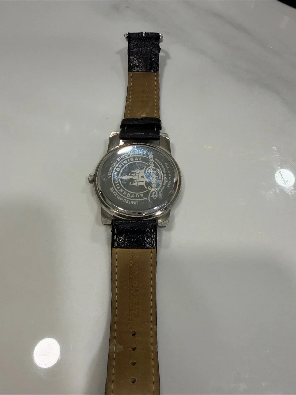 Black Leather Strap Mickey Mouse Wristwatch